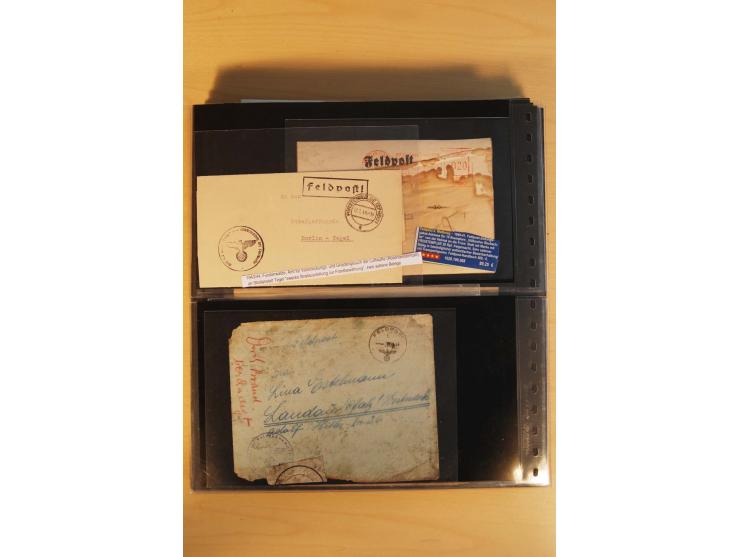 1939/45, umfangreiche Sammlung mit über 190 Briefen (viele mit Inhalt) und Karten, dabei viele besondere Stempel, Luft-Feldpo