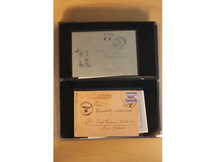 1939/45, umfangreiche Sammlung mit über 190 Briefen (viele mit Inhalt) und Karten, dabei viele besondere Stempel, Luft-Feldpo