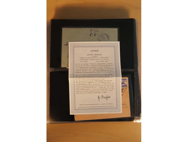 1939/45, umfangreiche Sammlung mit über 190 Briefen (viele mit Inhalt) und Karten, dabei viele besondere Stempel, Luft-Feldpo