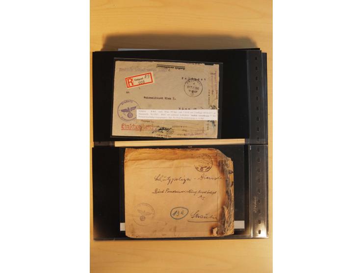 1939/45, umfangreiche Sammlung mit über 190 Briefen (viele mit Inhalt) und Karten, dabei viele besondere Stempel, Luft-Feldpo