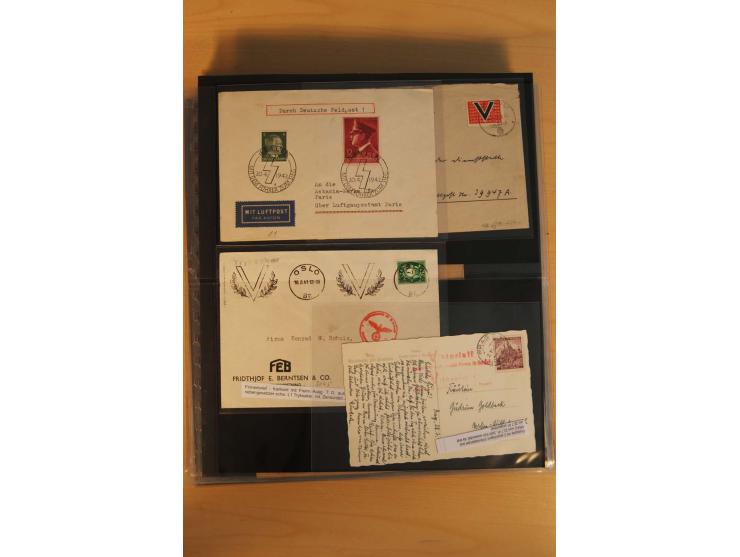 1939/45, umfangreiche Sammlung mit über 190 Briefen (viele mit Inhalt) und Karten, dabei viele besondere Stempel, Luft-Feldpo