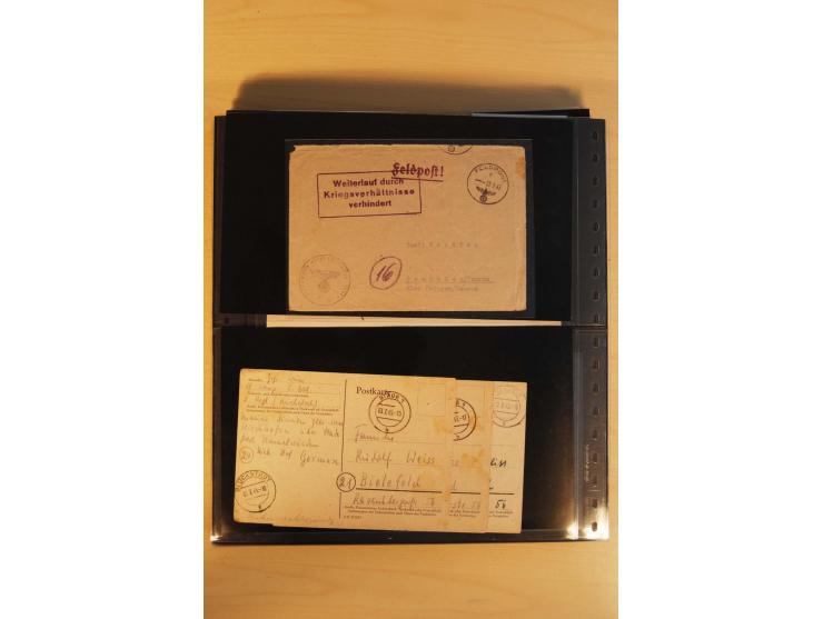1939/45, umfangreiche Sammlung mit über 190 Briefen (viele mit Inhalt) und Karten, dabei viele besondere Stempel, Luft-Feldpo