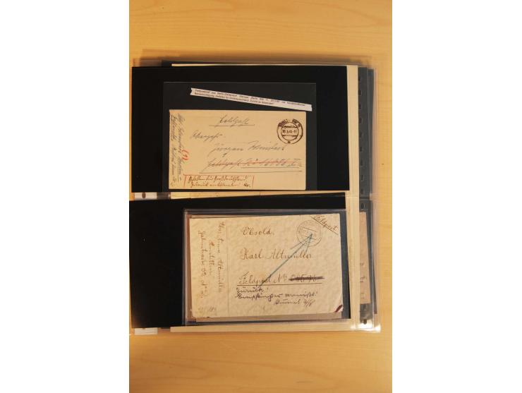 1939/45, umfangreiche Sammlung mit über 190 Briefen (viele mit Inhalt) und Karten, dabei viele besondere Stempel, Luft-Feldpo