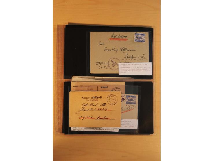 1939/45, umfangreiche Sammlung mit über 190 Briefen (viele mit Inhalt) und Karten, dabei viele besondere Stempel, Luft-Feldpo