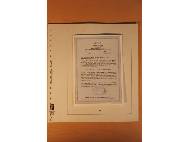 1945/90, gestempelte Sammlungen SBZ (mit Bl. 4a, 5Xb, 5Ya, je Fotoattest Ströh BPP), Französische Zone (mit Baden Bl. 1A + B,
