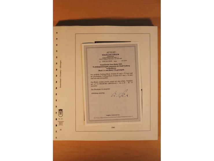 1945/90, gestempelte Sammlungen SBZ (mit Bl. 4a, 5Xb, 5Ya, je Fotoattest Ströh BPP), Französische Zone (mit Baden Bl. 1A + B,