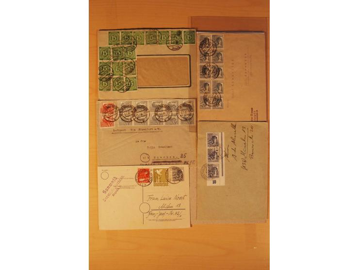 1946/59, ca. 60 Briefe und Karten mit Ziffern- und Arbeiterfrankaturen inkl. etlichen Zehnfachfrankaturen, dazu 40 Briefe/Kar