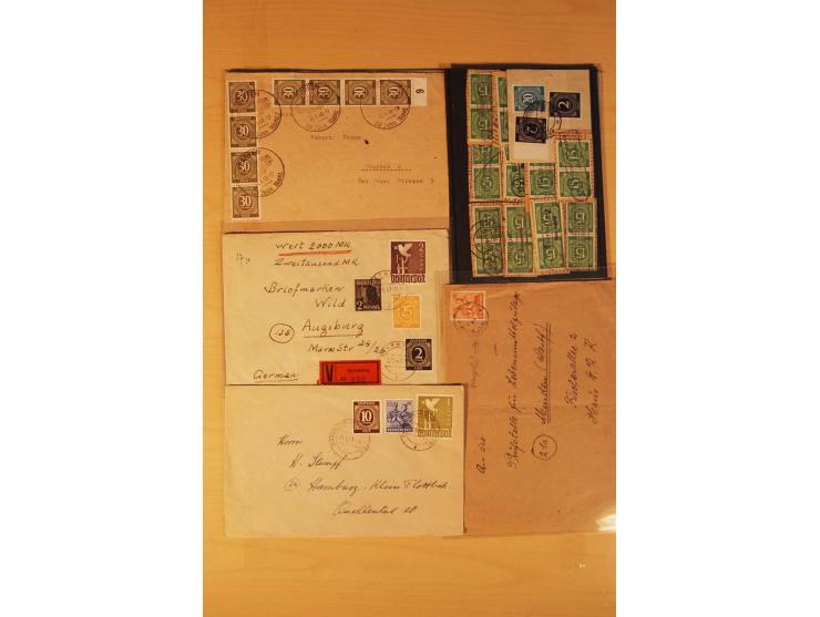1946/59, ca. 60 Briefe und Karten mit Ziffern- und Arbeiterfrankaturen inkl. etlichen Zehnfachfrankaturen, dazu 40 Briefe/Kar