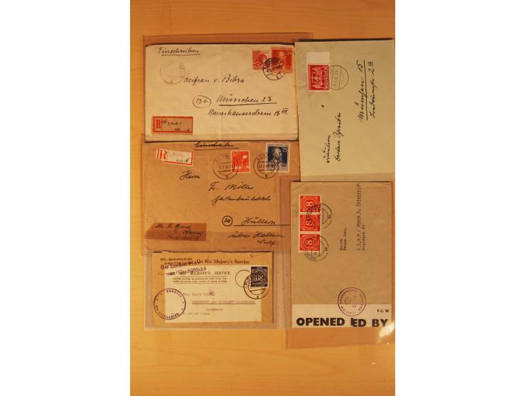 1946/59, ca. 60 Briefe und Karten mit Ziffern- und Arbeiterfrankaturen inkl. etlichen Zehnfachfrankaturen, dazu 40 Briefe/Kar