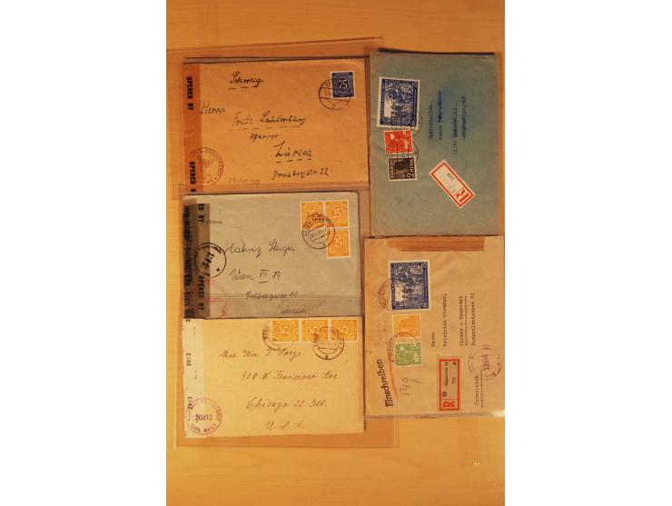 1946/59, ca. 60 Briefe und Karten mit Ziffern- und Arbeiterfrankaturen inkl. etlichen Zehnfachfrankaturen, dazu 40 Briefe/Kar
