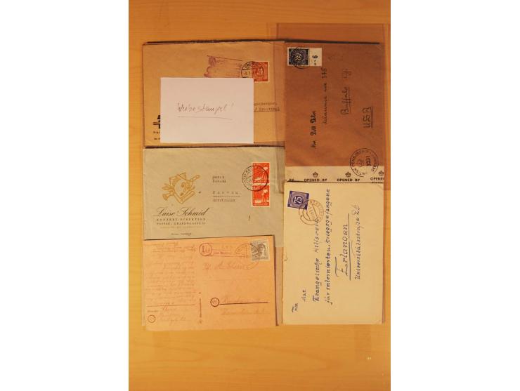 1946/59, ca. 60 Briefe und Karten mit Ziffern- und Arbeiterfrankaturen inkl. etlichen Zehnfachfrankaturen, dazu 40 Briefe/Kar