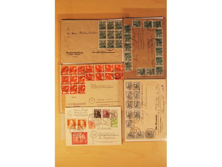 1946/59, ca. 60 Briefe und Karten mit Ziffern- und Arbeiterfrankaturen inkl. etlichen Zehnfachfrankaturen, dazu 40 Briefe/Kar