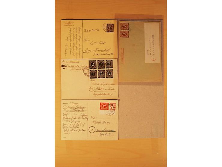 1946/59, ca. 60 Briefe und Karten mit Ziffern- und Arbeiterfrankaturen inkl. etlichen Zehnfachfrankaturen, dazu 40 Briefe/Kar
