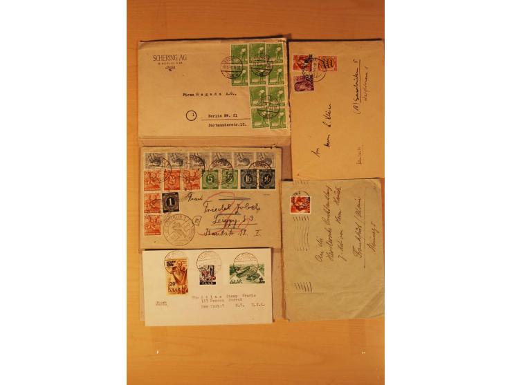 1946/59, ca. 60 Briefe und Karten mit Ziffern- und Arbeiterfrankaturen inkl. etlichen Zehnfachfrankaturen, dazu 40 Briefe/Kar