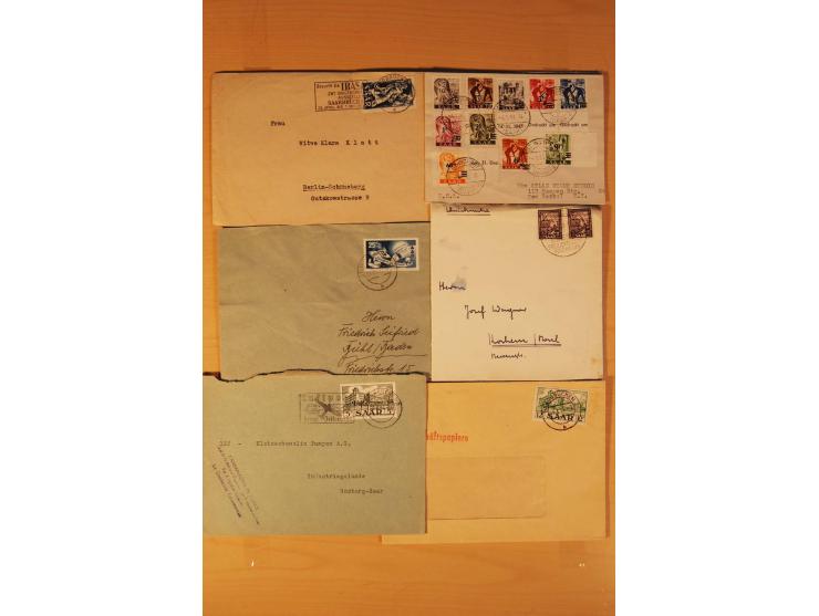 1946/59, ca. 60 Briefe und Karten mit Ziffern- und Arbeiterfrankaturen inkl. etlichen Zehnfachfrankaturen, dazu 40 Briefe/Kar