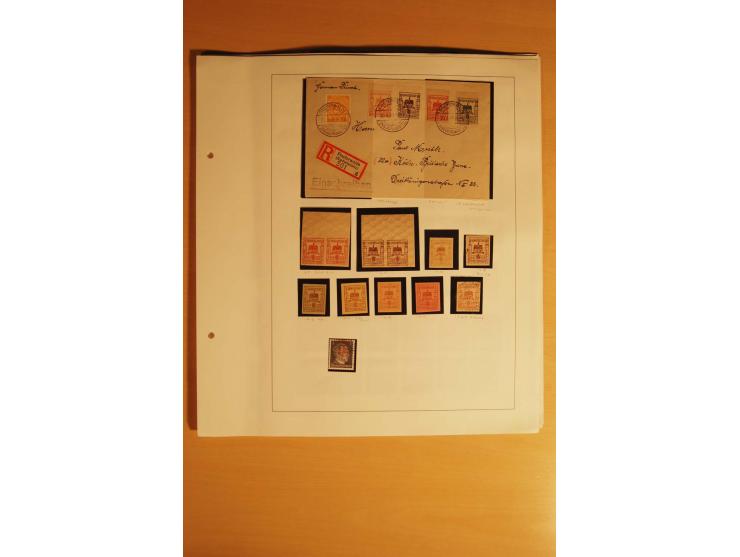 FINSTERWALDE: 1946, Sammlungsposten auf Albenblättern mit Farben, Papierabarten, Abarten, Plattenfehlern und Versuchszähnunge