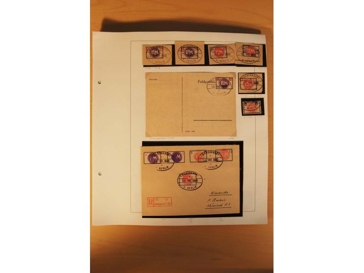 FREDERSDORF: 1945, umfangreicher Sammlungsbestand auf Albenblättern mit auch schönen Briefstücken und Briefen/Karten, dabei v