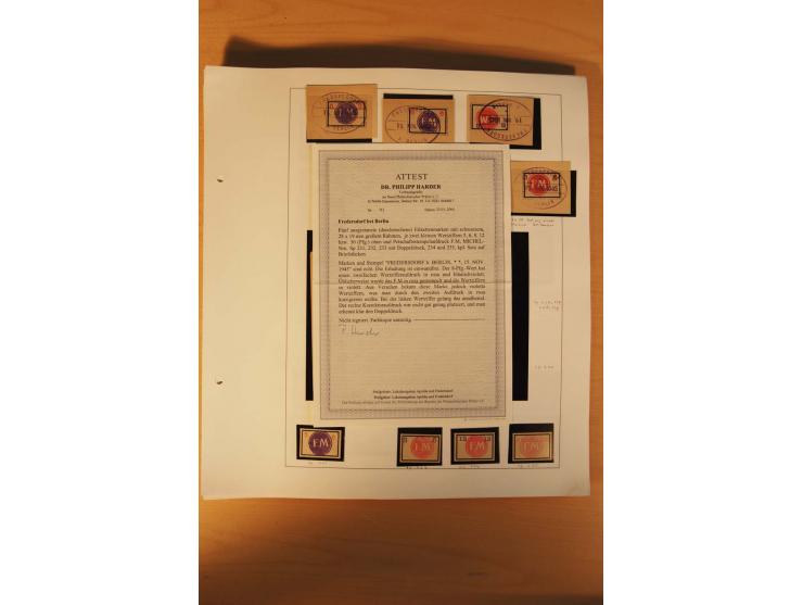 FREDERSDORF: 1945, umfangreicher Sammlungsbestand auf Albenblättern mit auch schönen Briefstücken und Briefen/Karten, dabei v