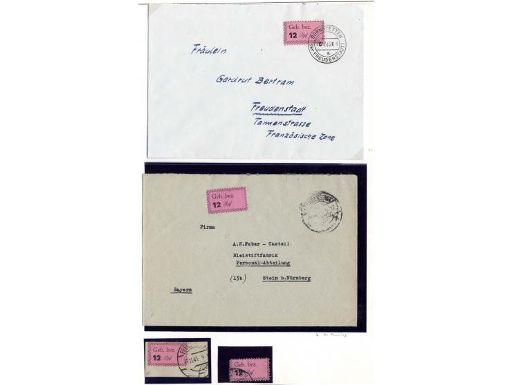 FREUDENSTADT: 1945, kleiner Sammlungsposten auf Albenblättern, dabei auch Briefe und Karten, zum Teil in unterschiedlicher Er