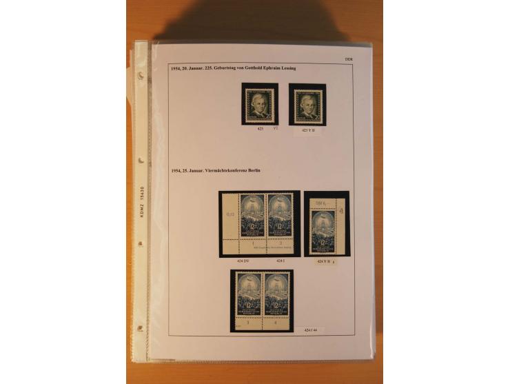 1949/90, postfrische und gestempelte stark spezialisierte Sammlung mit zahlreichen Abarten, Typen, Plattenfehlern und Zusamme