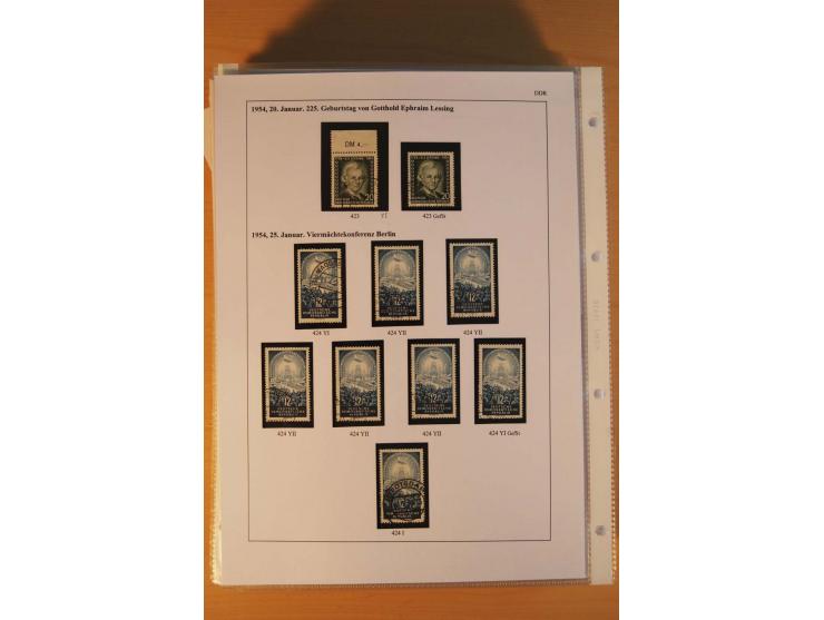 1949/90, postfrische und gestempelte stark spezialisierte Sammlung mit zahlreichen Abarten, Typen, Plattenfehlern und Zusamme