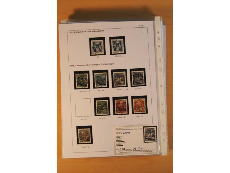 1949/90, postfrische und gestempelte stark spezialisierte Sammlung mit zahlreichen Abarten, Typen, Plattenfehlern und Zusamme