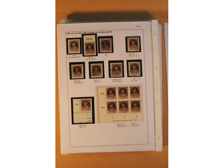 1949/90, postfrische und gestempelte stark spezialisierte Sammlung mit zahlreichen Abarten, Typen, Plattenfehlern und Zusamme