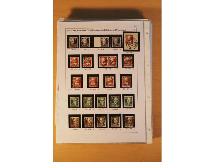 1949/90, postfrische und gestempelte stark spezialisierte Sammlung mit zahlreichen Abarten, Typen, Plattenfehlern und Zusamme