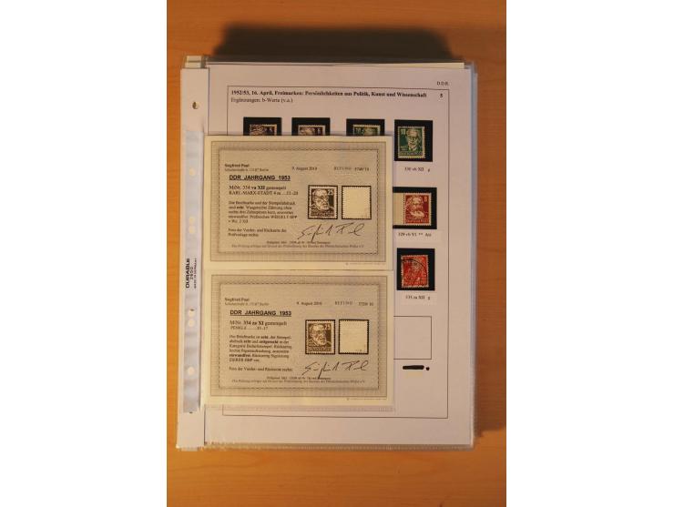 1949/90, postfrische und gestempelte stark spezialisierte Sammlung mit zahlreichen Abarten, Typen, Plattenfehlern und Zusamme