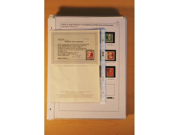 1949/90, postfrische und gestempelte stark spezialisierte Sammlung mit zahlreichen Abarten, Typen, Plattenfehlern und Zusamme