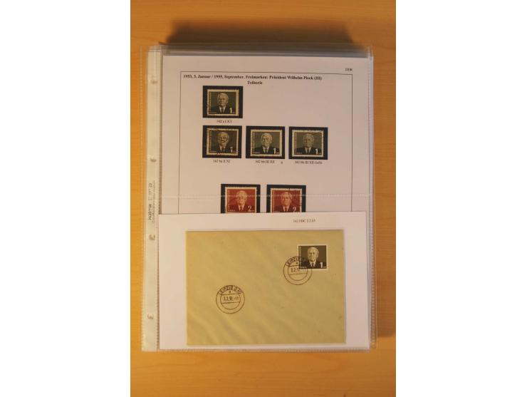 1949/90, postfrische und gestempelte stark spezialisierte Sammlung mit zahlreichen Abarten, Typen, Plattenfehlern und Zusamme