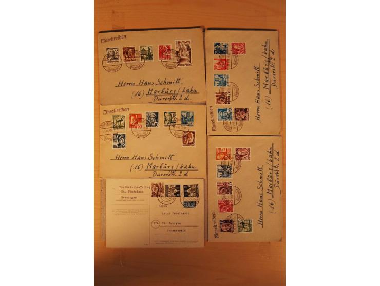 1945/49, über 250 Briefe, Karten und Ganzsachen, dabei Reco, Wert, Zensur, Gebühr bezahlt, provisorische Stempel und R-Zettel
