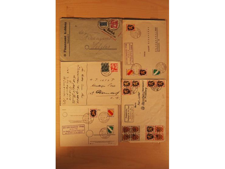 1945/49, über 250 Briefe, Karten und Ganzsachen, dabei Reco, Wert, Zensur, Gebühr bezahlt, provisorische Stempel und R-Zettel