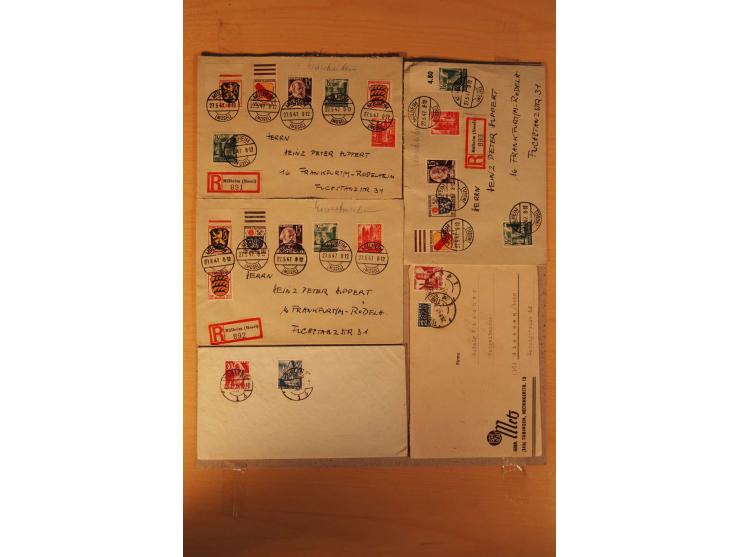 1945/49, über 250 Briefe, Karten und Ganzsachen, dabei Reco, Wert, Zensur, Gebühr bezahlt, provisorische Stempel und R-Zettel
