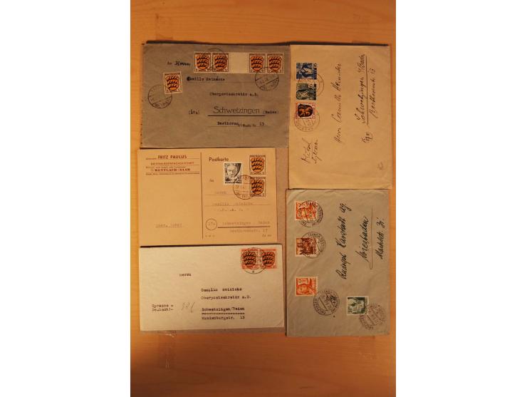 1945/49, über 250 Briefe, Karten und Ganzsachen, dabei Reco, Wert, Zensur, Gebühr bezahlt, provisorische Stempel und R-Zettel