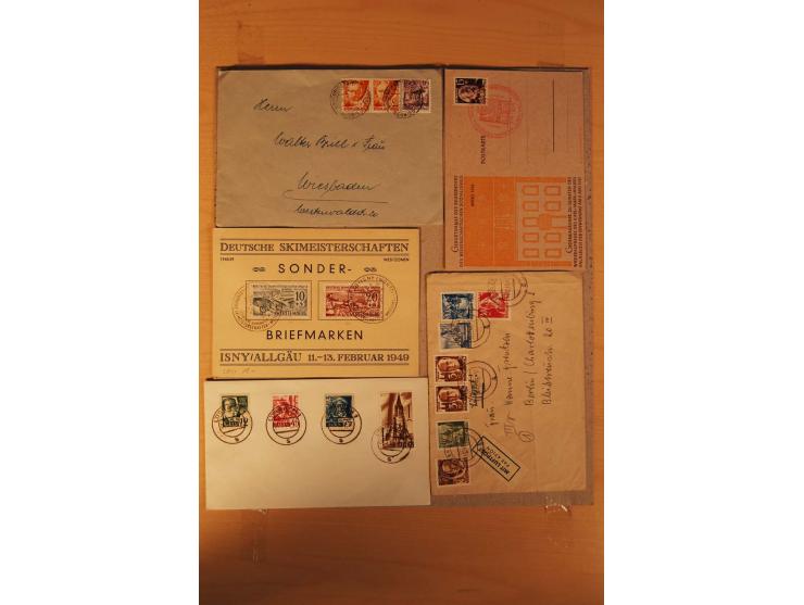 1945/49, über 250 Briefe, Karten und Ganzsachen, dabei Reco, Wert, Zensur, Gebühr bezahlt, provisorische Stempel und R-Zettel