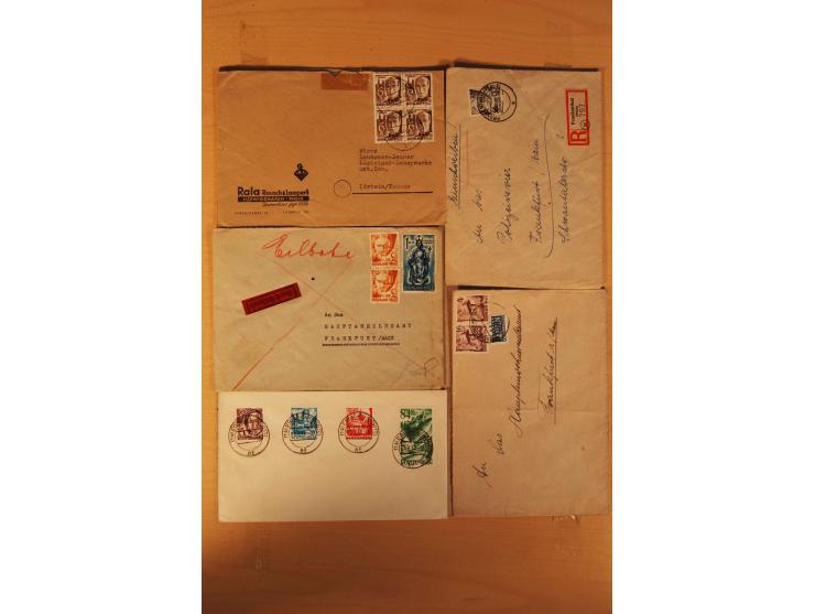 1945/49, über 250 Briefe, Karten und Ganzsachen, dabei Reco, Wert, Zensur, Gebühr bezahlt, provisorische Stempel und R-Zettel