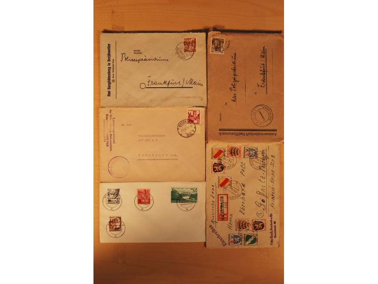 1945/49, über 250 Briefe, Karten und Ganzsachen, dabei Reco, Wert, Zensur, Gebühr bezahlt, provisorische Stempel und R-Zettel