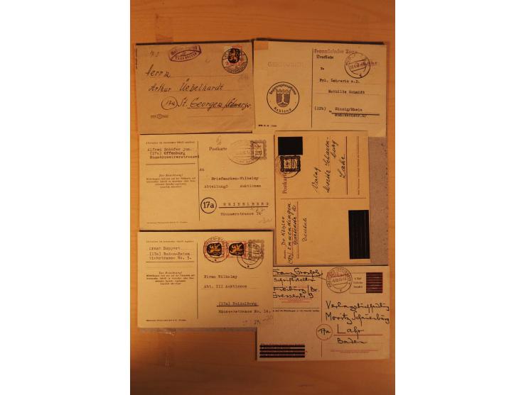 1945/49, über 250 Briefe, Karten und Ganzsachen, dabei Reco, Wert, Zensur, Gebühr bezahlt, provisorische Stempel und R-Zettel