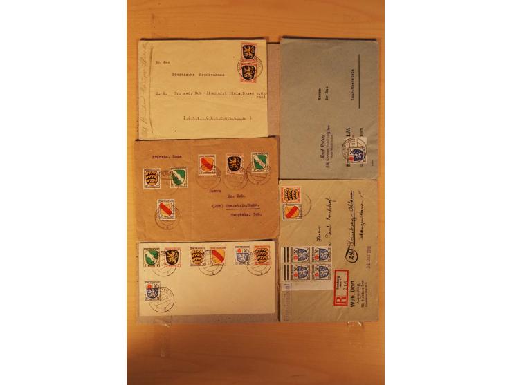 1945/49, über 250 Briefe, Karten und Ganzsachen, dabei Reco, Wert, Zensur, Gebühr bezahlt, provisorische Stempel und R-Zettel
