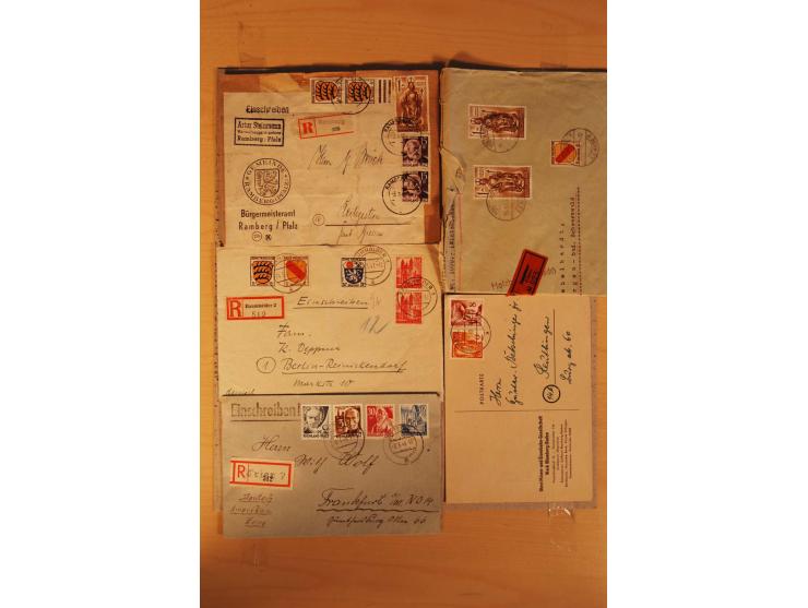 1945/49, über 250 Briefe, Karten und Ganzsachen, dabei Reco, Wert, Zensur, Gebühr bezahlt, provisorische Stempel und R-Zettel