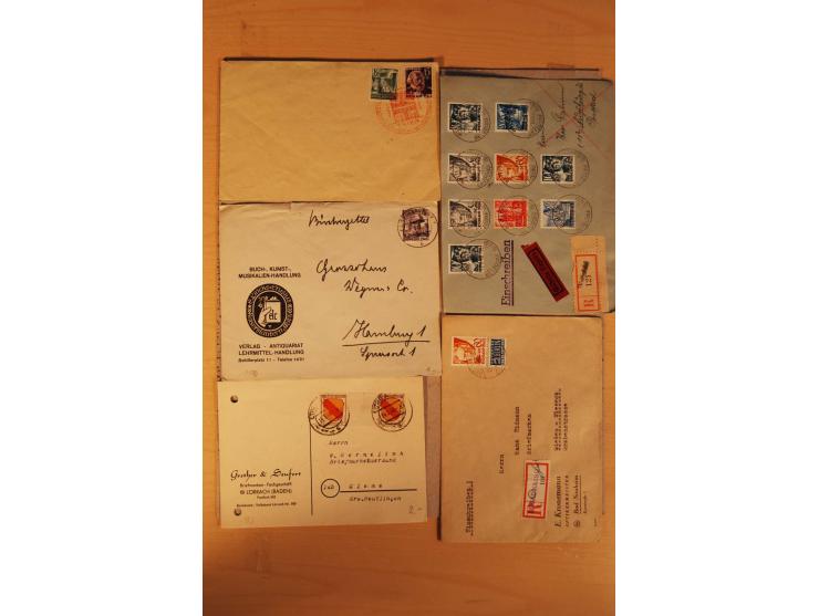 1945/49, über 250 Briefe, Karten und Ganzsachen, dabei Reco, Wert, Zensur, Gebühr bezahlt, provisorische Stempel und R-Zettel