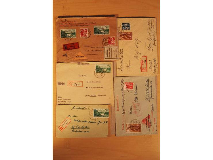 1945/49, über 250 Briefe, Karten und Ganzsachen, dabei Reco, Wert, Zensur, Gebühr bezahlt, provisorische Stempel und R-Zettel