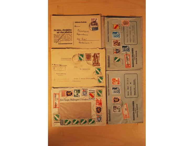1945/49, über 250 Briefe, Karten und Ganzsachen, dabei Reco, Wert, Zensur, Gebühr bezahlt, provisorische Stempel und R-Zettel