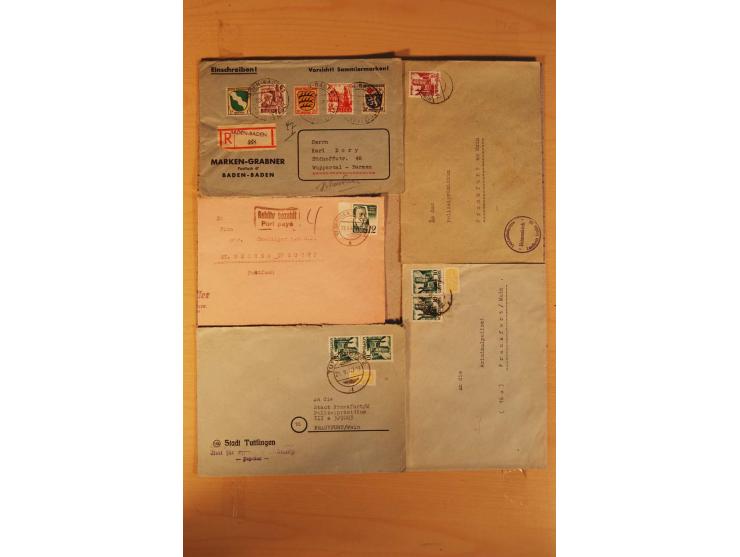 1945/49, über 250 Briefe, Karten und Ganzsachen, dabei Reco, Wert, Zensur, Gebühr bezahlt, provisorische Stempel und R-Zettel