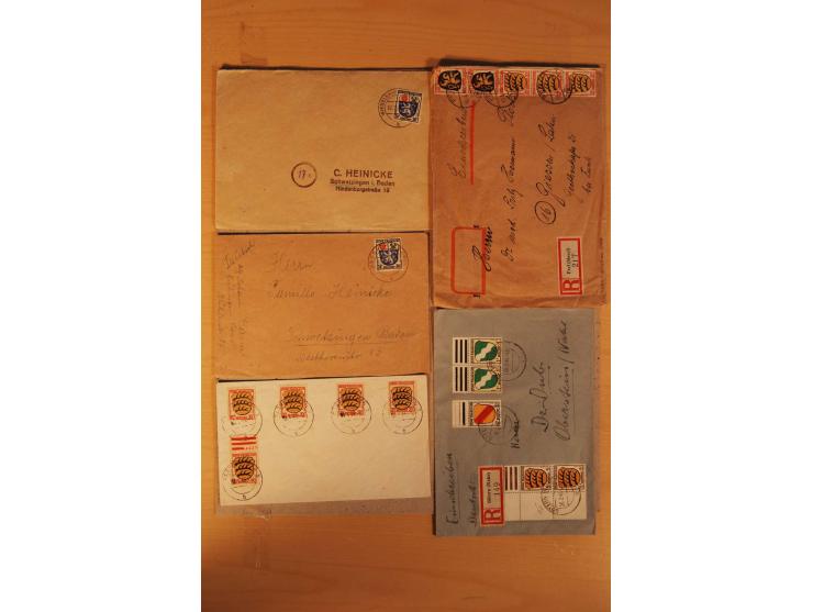 1945/49, über 250 Briefe, Karten und Ganzsachen, dabei Reco, Wert, Zensur, Gebühr bezahlt, provisorische Stempel und R-Zettel