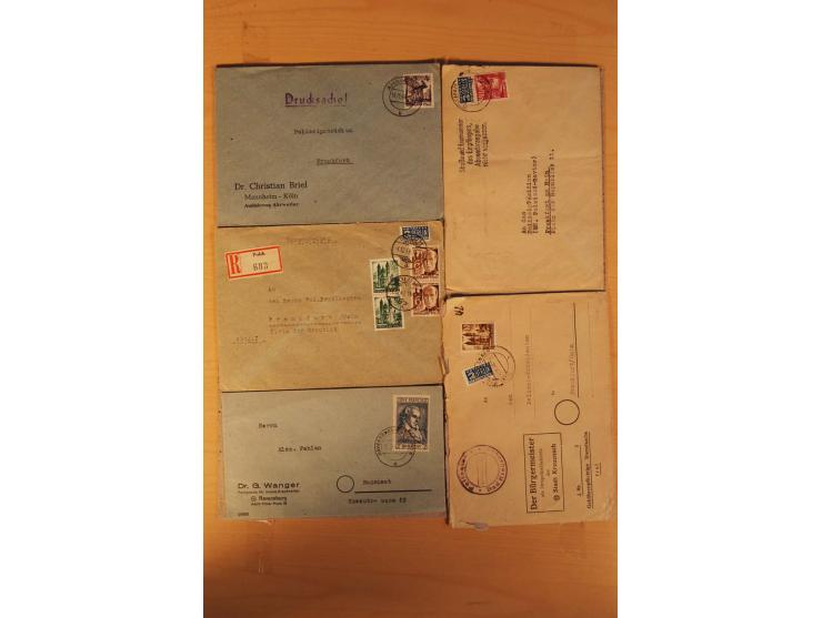 1945/49, über 250 Briefe, Karten und Ganzsachen, dabei Reco, Wert, Zensur, Gebühr bezahlt, provisorische Stempel und R-Zettel
