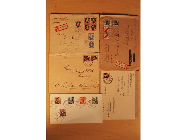 1945/49, über 250 Briefe, Karten und Ganzsachen, dabei Reco, Wert, Zensur, Gebühr bezahlt, provisorische Stempel und R-Zettel