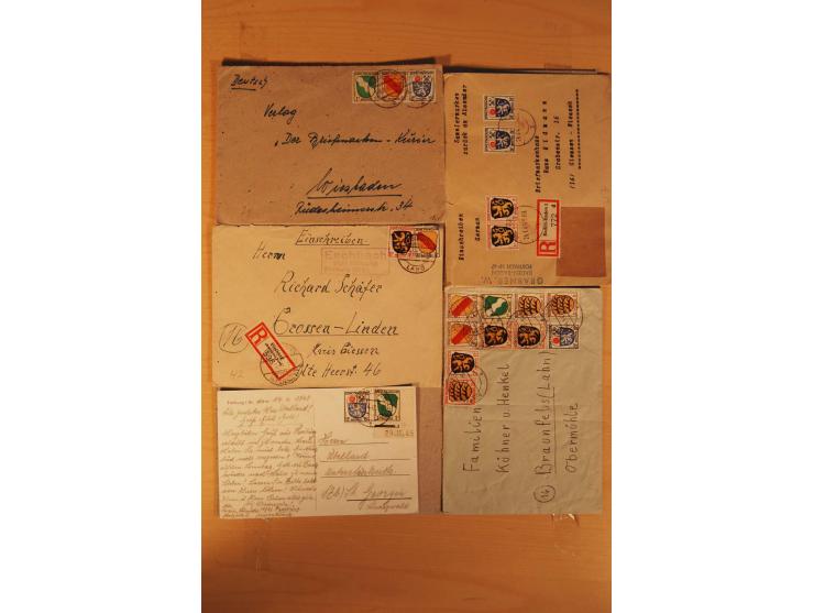 1945/49, über 250 Briefe, Karten und Ganzsachen, dabei Reco, Wert, Zensur, Gebühr bezahlt, provisorische Stempel und R-Zettel