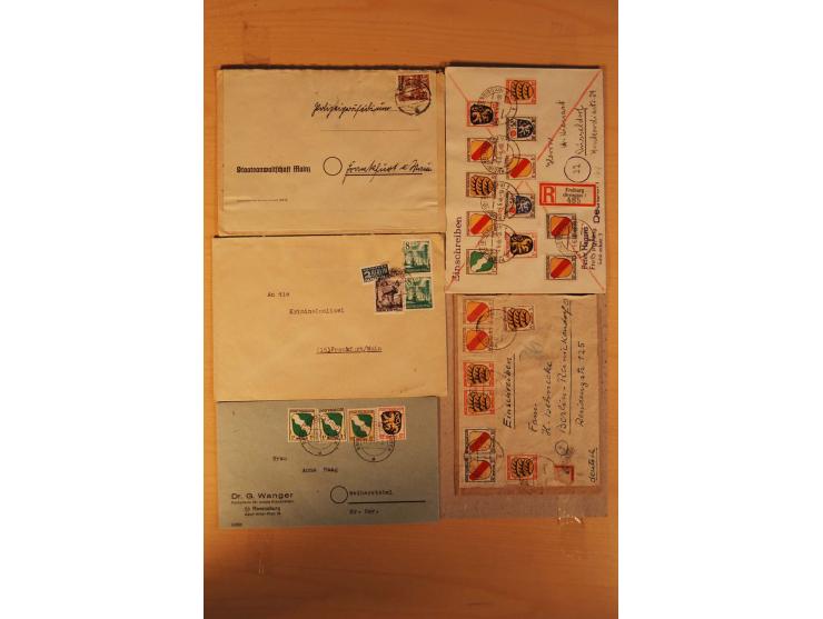 1945/49, über 250 Briefe, Karten und Ganzsachen, dabei Reco, Wert, Zensur, Gebühr bezahlt, provisorische Stempel und R-Zettel